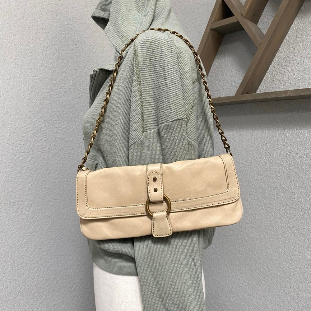 EXPRESS CREAM SHOULDER BAG FAUX LEATHER GOLD CHAIN STRAP BOHO CHIC PARISIAN EURO